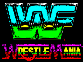 WWF WrestleMania title screen for ZX Spectrum
